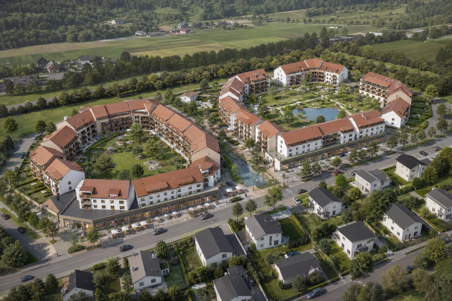 Projektvisualisierung – Wohnbau-Quartier Sunshine Rosental Tallach, derzeit in Planung