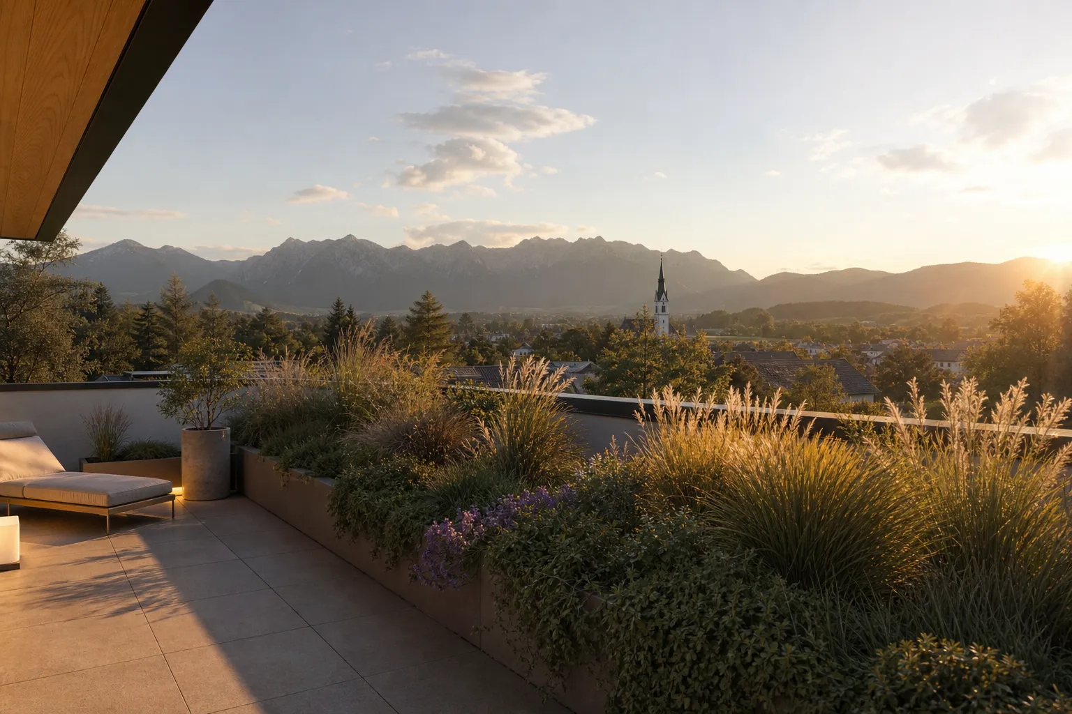 Projektvisualisierung Terrasse mit Blick Karawanken
